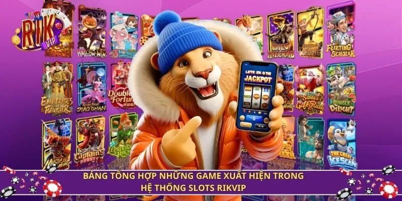 Bảng tổng hợp những game xuất hiện trong hệ thống slots Rikvip