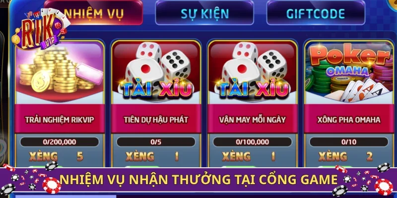 Nhiệm vụ nhận thưởng tại cổng game