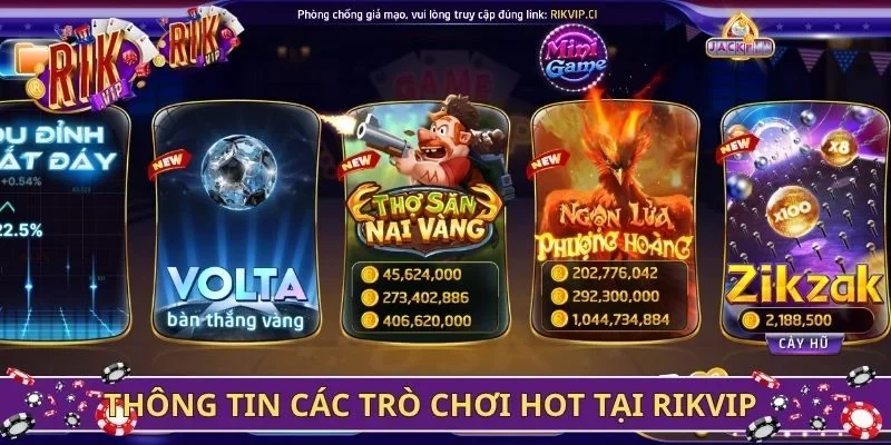 Thông tin các trò chơi hot tại Rikvip